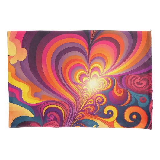 Psychedelische surrealistische werveling hartpatro kussensloop (Voorkant-Links)