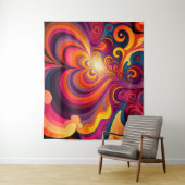 Psychedelische surrealistische werveling hartpatro wandkleed (In situ)