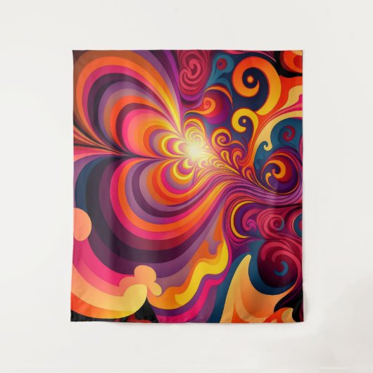 Psychedelische surrealistische werveling hartpatro wandkleed (Voorkant)