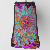 Psychedelische Tealblauwe Abstracte Sierdahlia Golfheadcover (Draai 90)