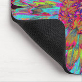 Psychedelische Tealblauwe Abstracte Sierdahlia Muismat (Hoek)