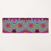 Psychedelische Tealblauwe Abstracte Sierdahlia Yogamat (Voorkant (horizontaal))
