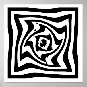 Psychedelische tekening met optische illusie-effec poster
