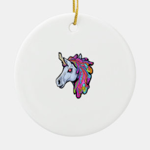 Psychedelische Tekk Party Eenhoorn Trippy EDM Rave Keramisch Ornament