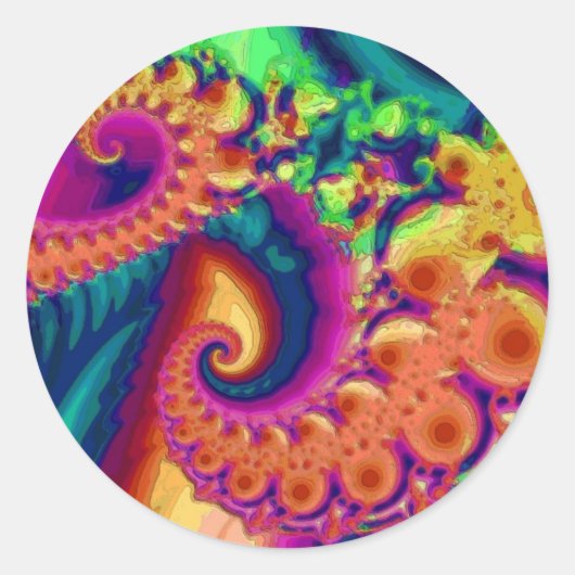 Psychedelische Tendrils (Sticker) Ronde Sticker (Voorkant)