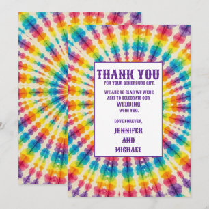 Psychedelische Tie Dye Bedankkaartjes Kaart