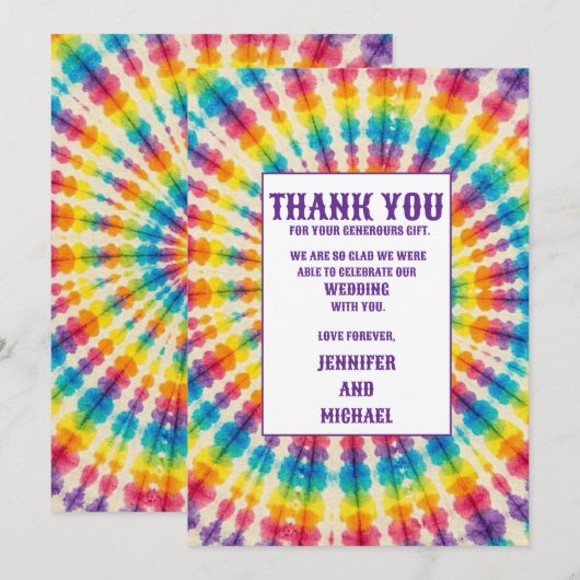 Psychedelische Tie Dye Bedankkaartjes Kaart (Voorkant / Achterkant)