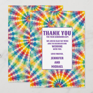 Psychedelische Tie Dye Bedankkaartjes Kaart