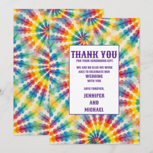 Psychedelische Tie Dye Bedankkaartjes Kaart (Voorkant / Achterkant)