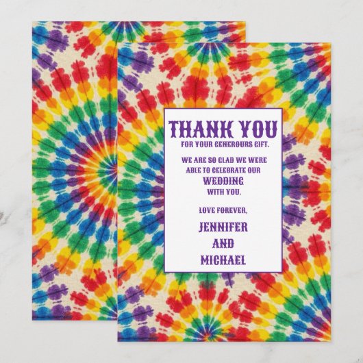 Psychedelische Tie Dye Bedankkaartjes Kaart (Voorkant / Achterkant)