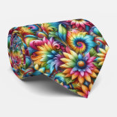 Psychedelische Tie-Dye Bloemmotief Stropdas (Opgerold)