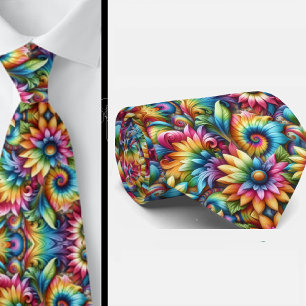 Psychedelische Tie-Dye Bloemmotief Stropdas