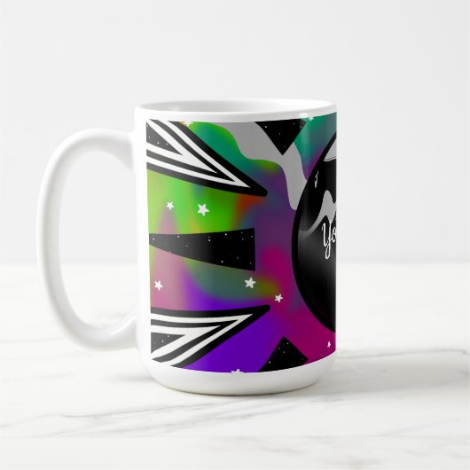 Psychedelische Tie-Dye Planeet en Abstracte Ontwer Koffiemok (Links)