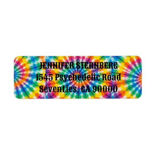 Psychedelische Tie Dye Retouradreslabels Etiket (Voorkant)
