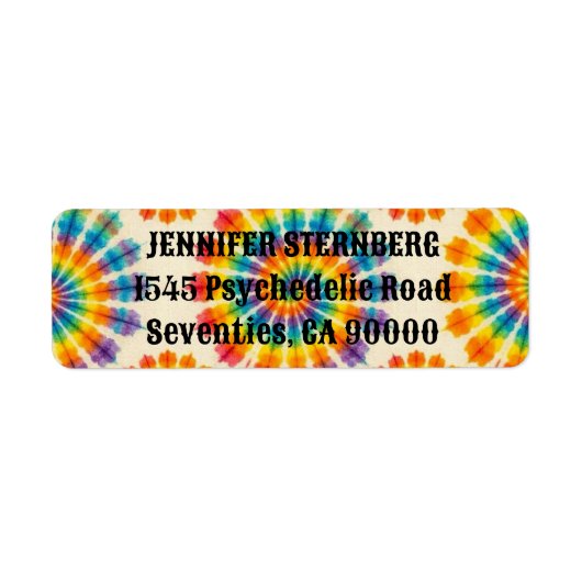 Psychedelische Tie Dye Retouradreslabels Etiket (Voorkant)