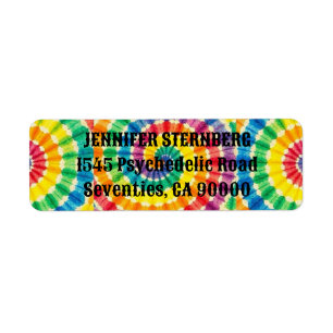 Psychedelische Tie Dye Retouradreslabels Etiket