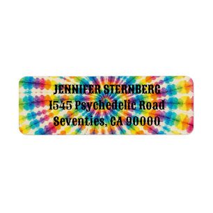 Psychedelische Tie Dye Retouradreslabels Etiket