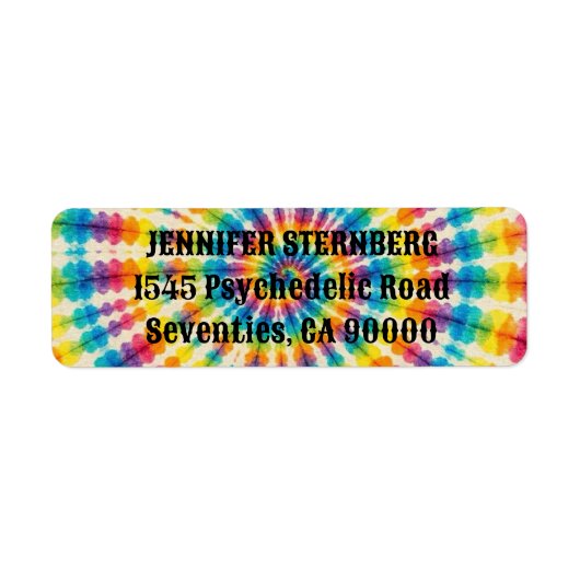 Psychedelische Tie Dye Retouradreslabels Etiket (Voorkant)