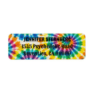 Psychedelische Tie Dye Retouradreslabels Etiket
