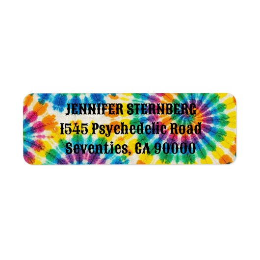 Psychedelische Tie Dye Retouradreslabels Etiket (Voorkant)