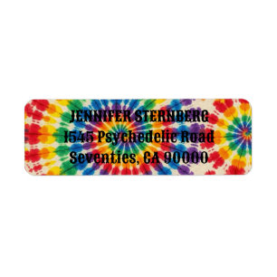 Psychedelische Tie Dye Retouradreslabels Etiket