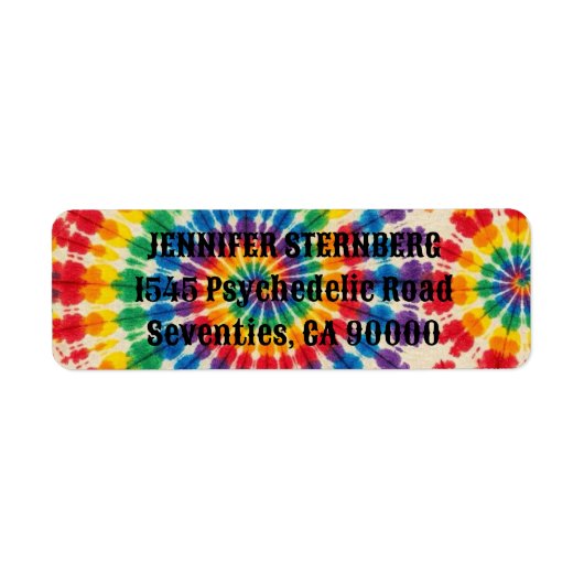 Psychedelische Tie Dye Retouradreslabels Etiket (Voorkant)