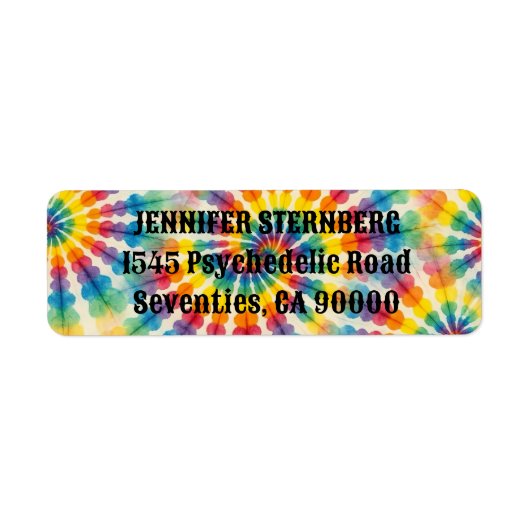 Psychedelische Tie Dye Retouradreslabels Etiket (Voorkant)
