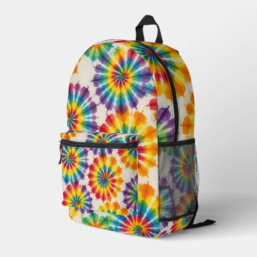 Psychedelische Tie Dye | Retro Groovy Rugzak (Achterkant Hoek Rechts)