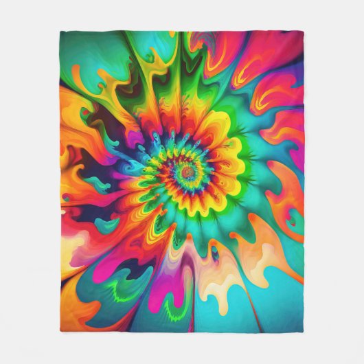 Psychedelische Tie Dye Retro Surreaal Fleece Deken (Voorkant)