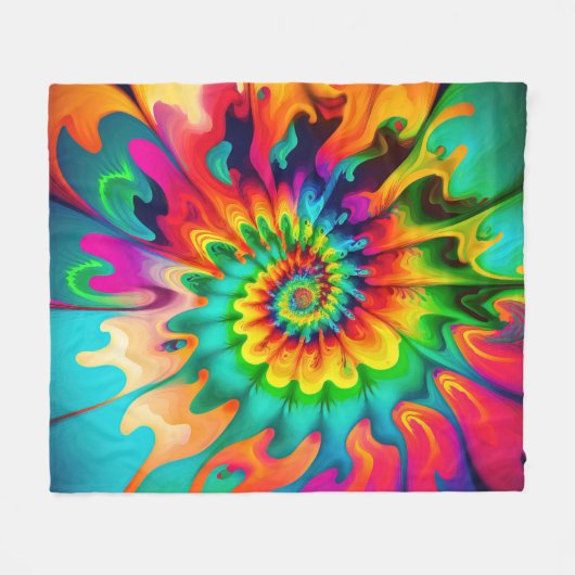 Psychedelische Tie Dye Retro Surreaal Fleece Deken (Voorkant (Horizontaal))