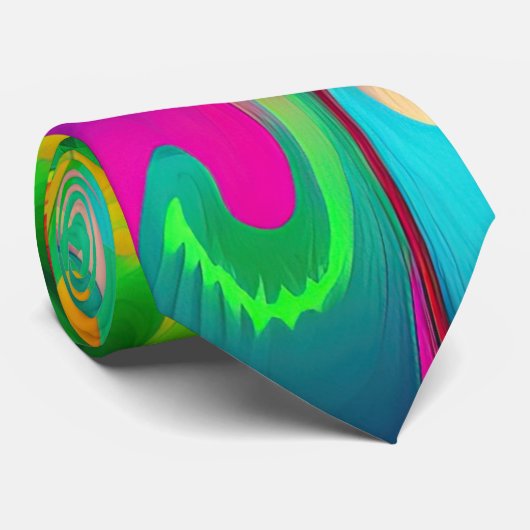 Psychedelische Tie Dye Retro Surreaal Stropdas (Opgerold)