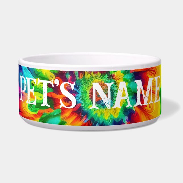 Psychedelische Tie Dye Retro Surreaal Voerbakje (Voorkant)