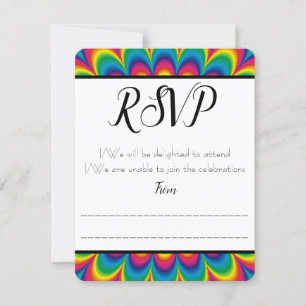 Psychedelische Tie Dye RSVP / Antwoordkaart Kaartje