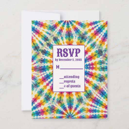 Psychedelische Tie Dye RSVP Kaarten Kaartje (Voorkant)