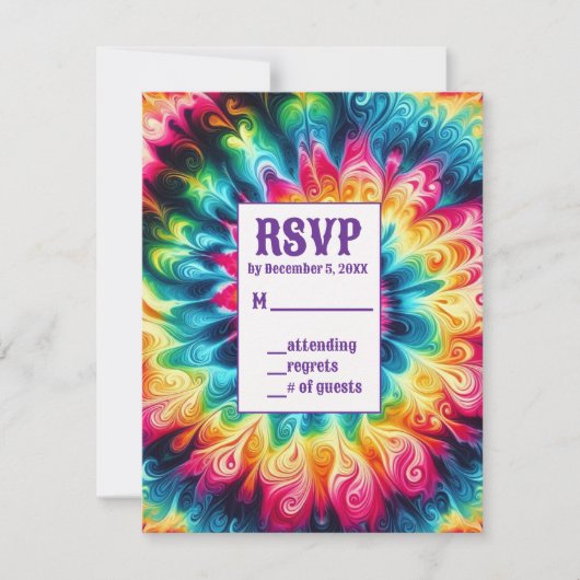 Psychedelische Tie Dye RSVP Kaarten Kaartje (Voorkant)