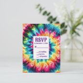 Psychedelische Tie Dye RSVP Kaarten Kaartje (Staand voorkant)
