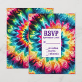 Psychedelische Tie Dye RSVP Kaarten Kaartje (Voorkant / Achterkant)