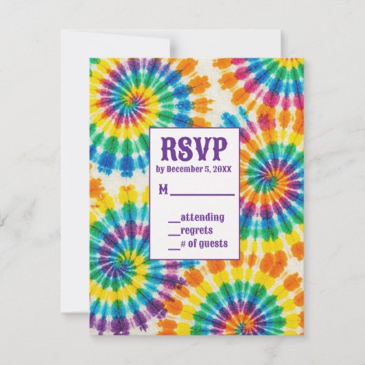 Psychedelische Tie Dye RSVP Kaarten Kaartje (Voorkant)