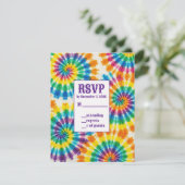 Psychedelische Tie Dye RSVP Kaarten Kaartje (Staand voorkant)