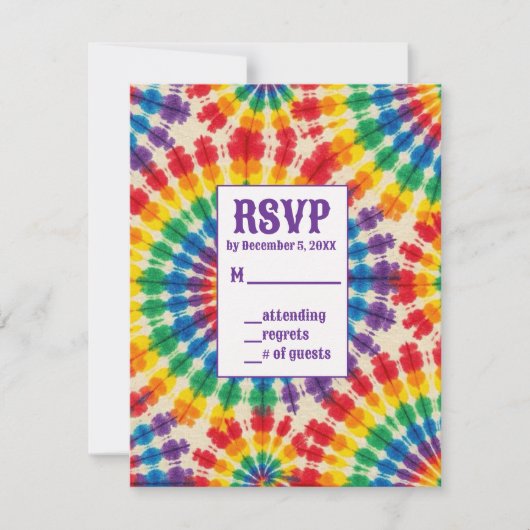 Psychedelische Tie Dye RSVP Kaarten Kaartje (Voorkant)