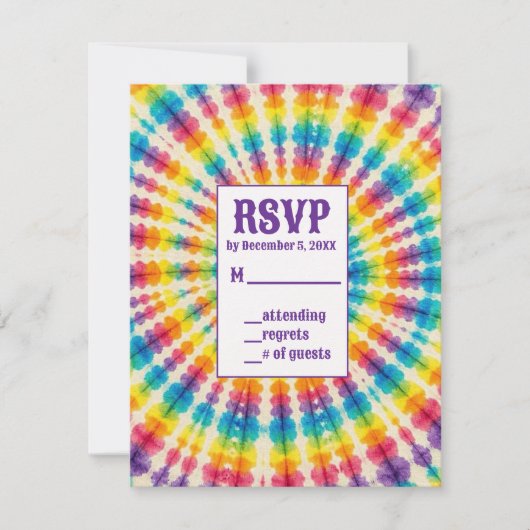 Psychedelische Tie-Dye RSVP-kaarten RSVP Kaartje (Voorkant)