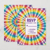 Psychedelische Tie-Dye RSVP-kaarten RSVP Kaartje (Voorkant / Achterkant)