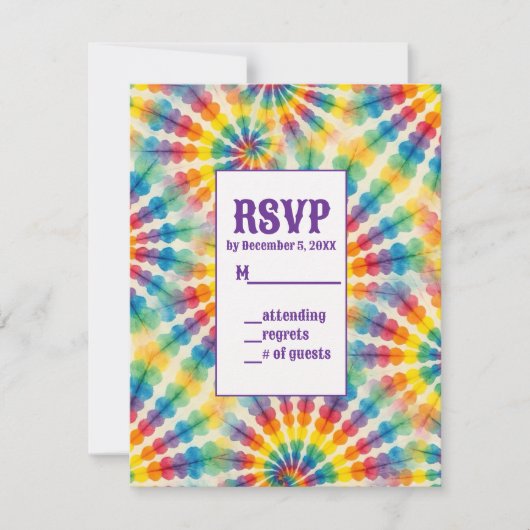 Psychedelische Tie-Dye RSVP-kaarten RSVP Kaartje (Voorkant)