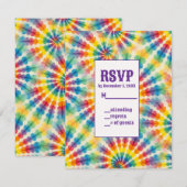 Psychedelische Tie-Dye RSVP-kaarten RSVP Kaartje (Voorkant / Achterkant)
