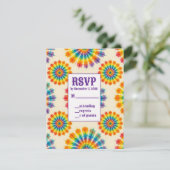 Psychedelische Tie-Dye RSVP-kaarten RSVP Kaartje (Staand voorkant)