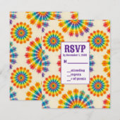 Psychedelische Tie-Dye RSVP-kaarten RSVP Kaartje (Voorkant / Achterkant)