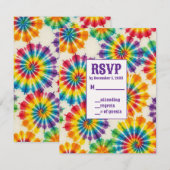 Psychedelische Tie-Dye RSVP-kaarten RSVP Kaartje (Voorkant / Achterkant)