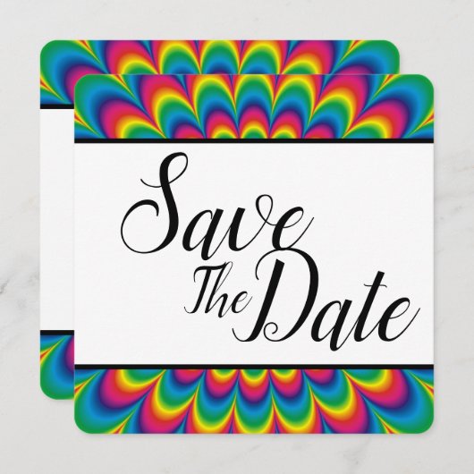 Psychedelische Tie Dye Save The Date (Voorkant / Achterkant)