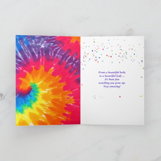 Psychedelische Tie Dye Sweet 16 Kaart (Binnen)