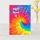 Psychedelische Tie Dye Sweet 16 Kaart (Gele Bloem)